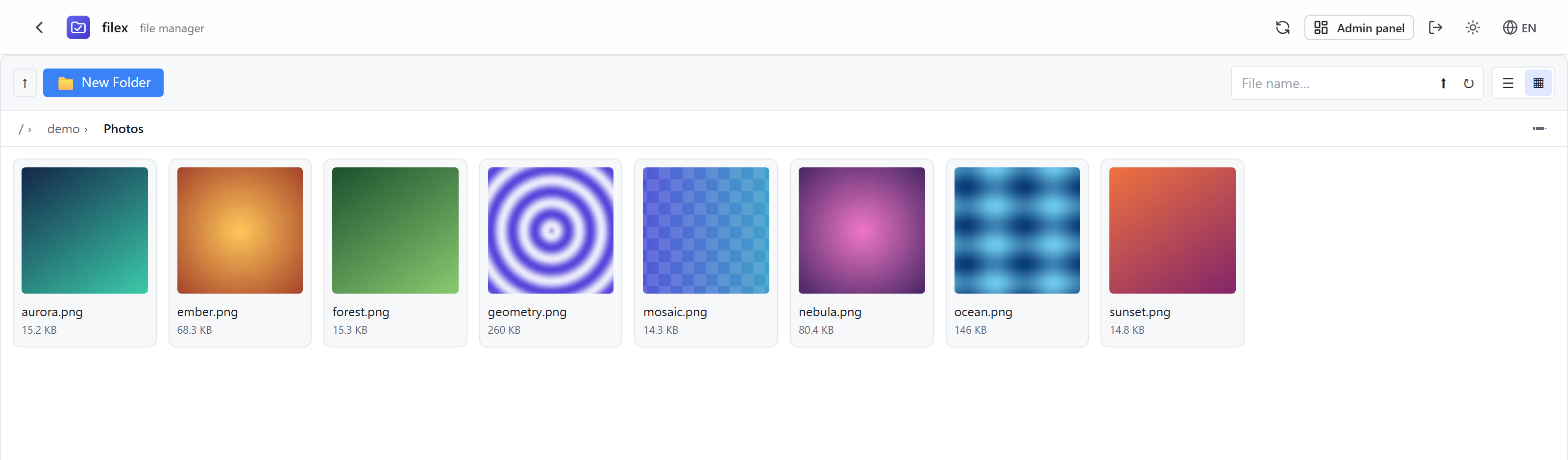 filex explorer with image thumbnails