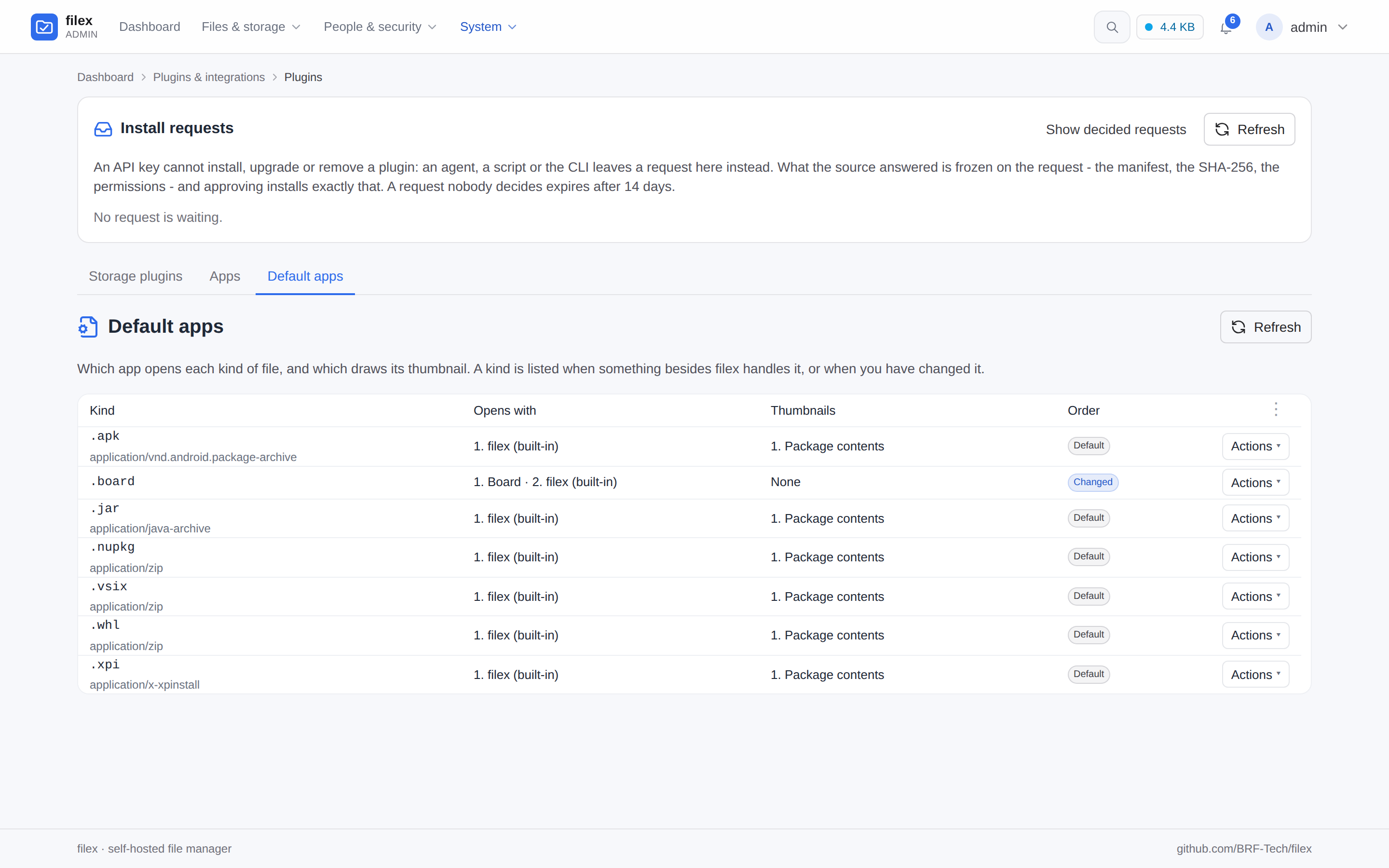 Plugins → Default apps