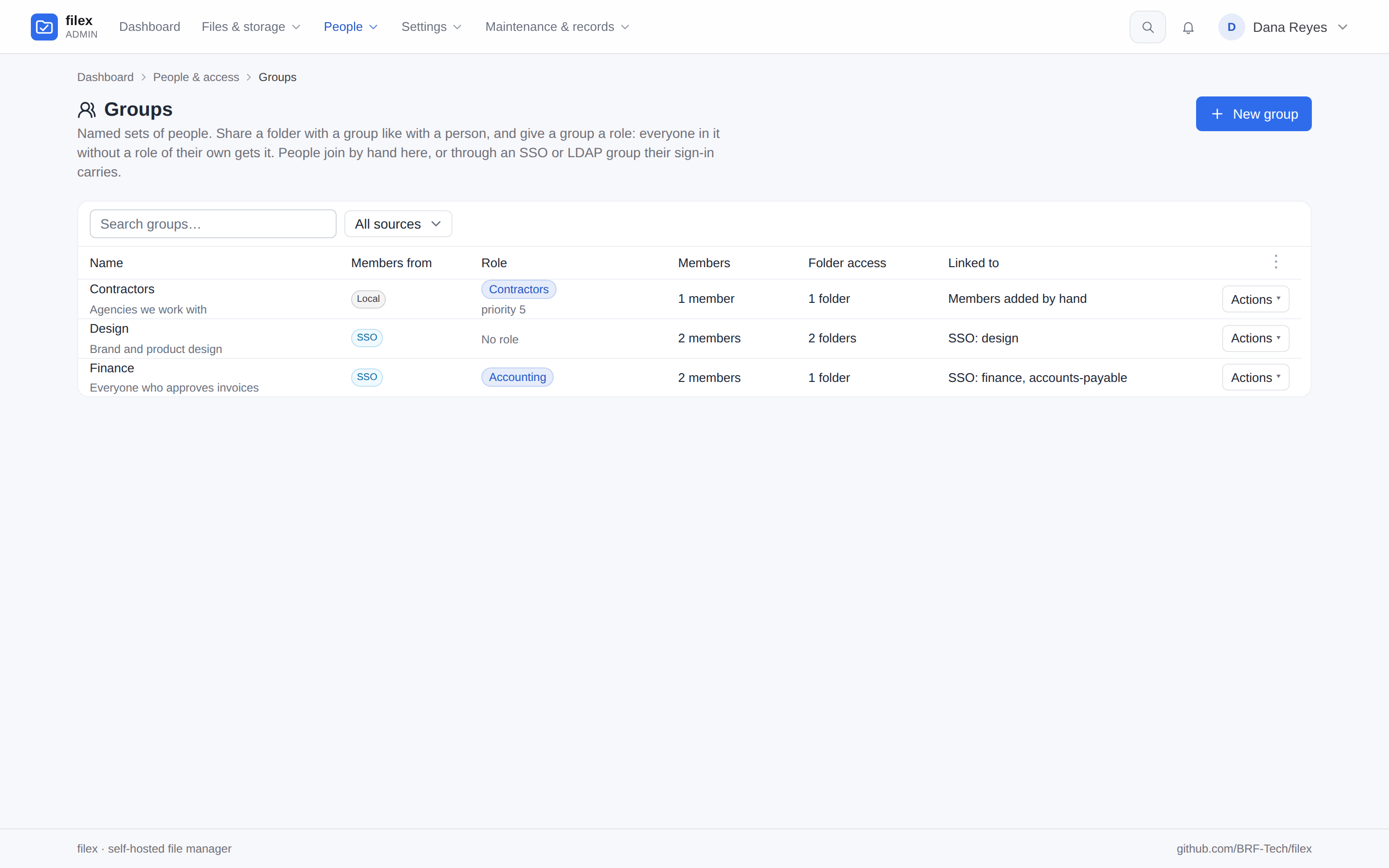 Admin → Groups