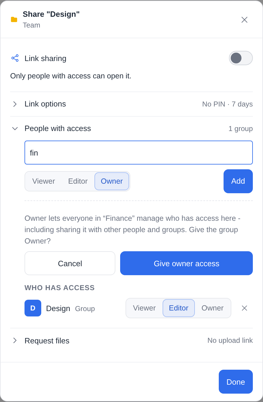 Sharing a folder with a group