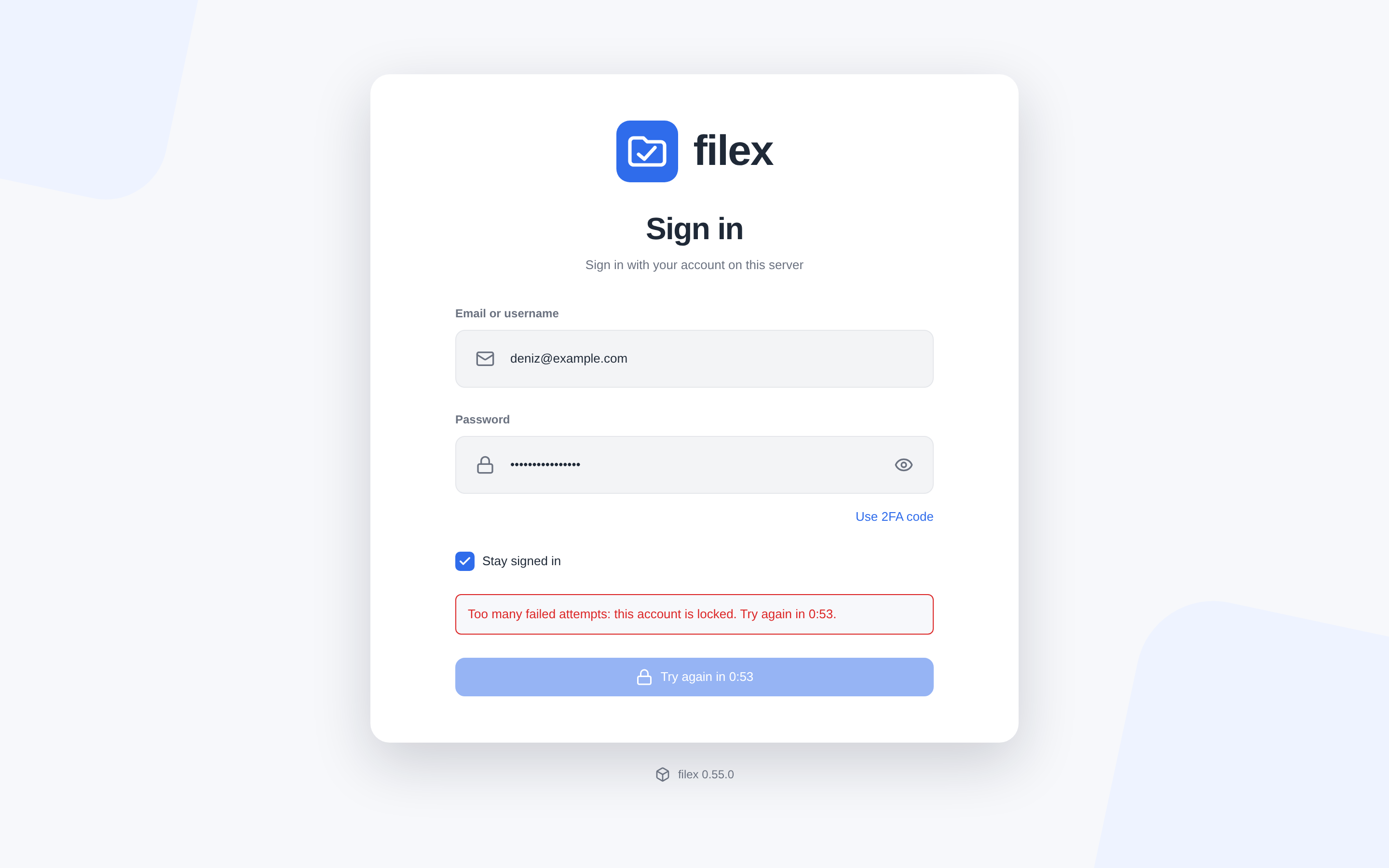 The sign-in form on a locked account
