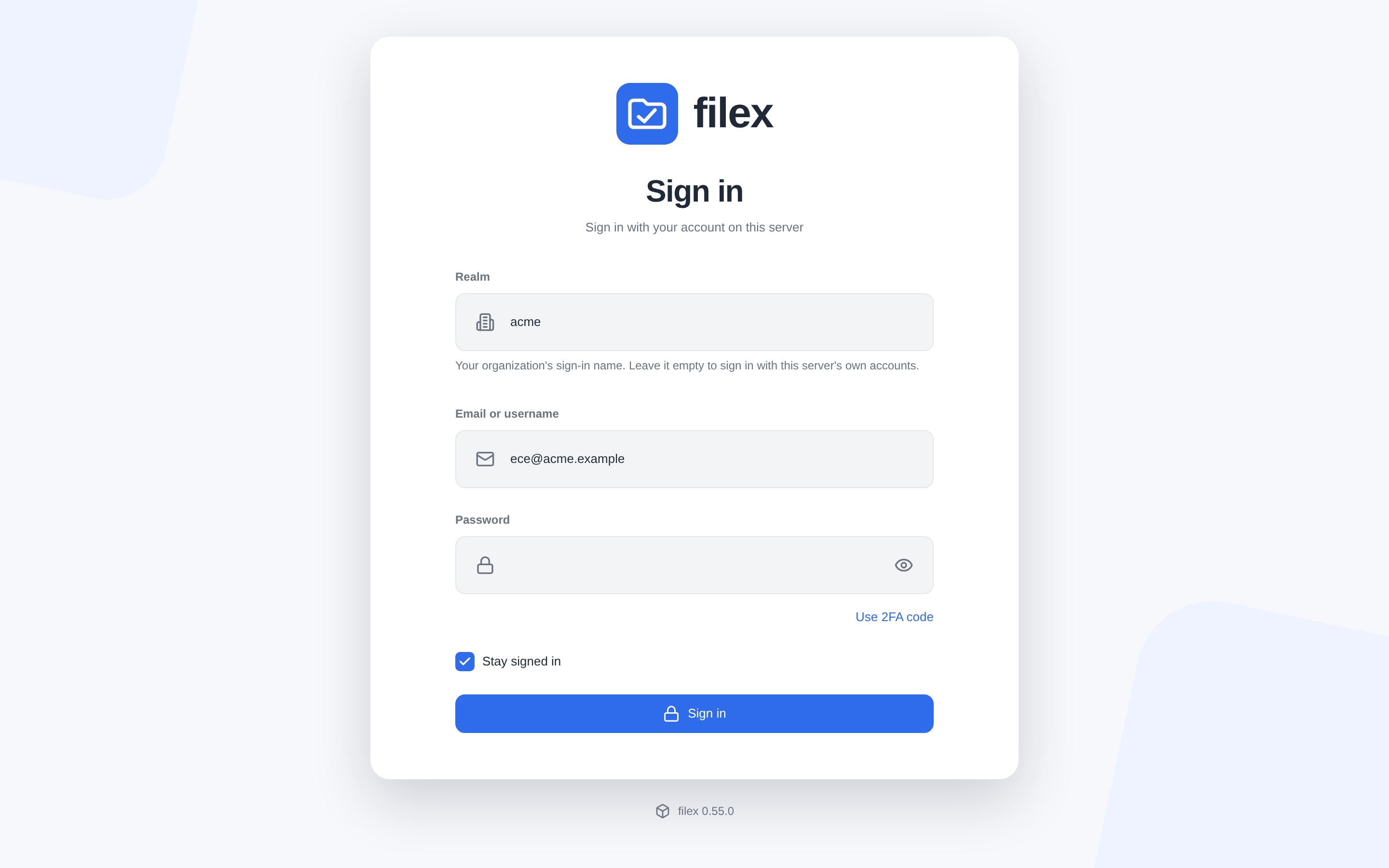 The platform's sign-in page with an empty Realm field