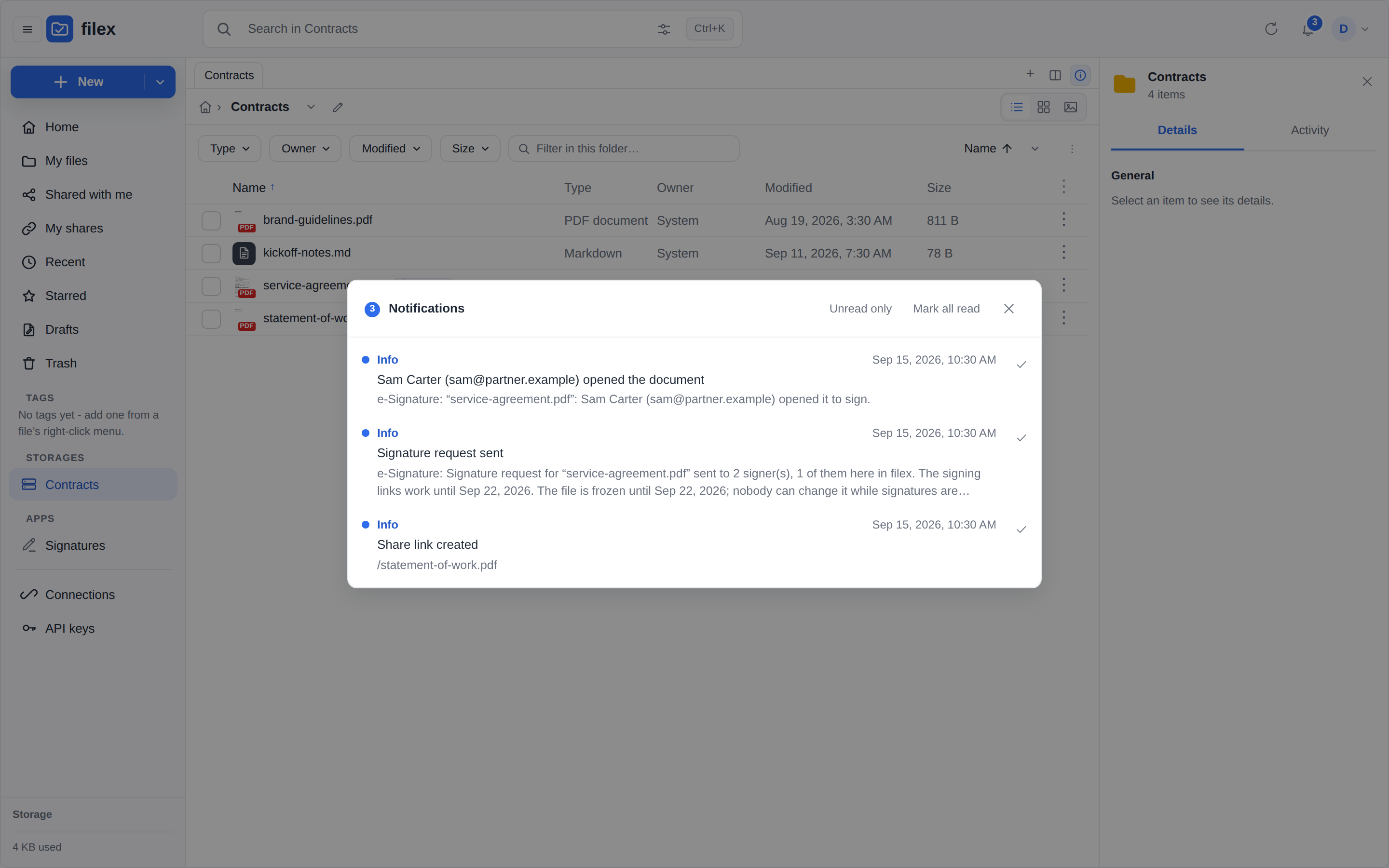 The full notification list over the explorer